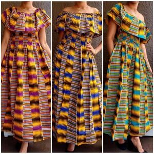 Long Kente Maxi Dress (free size)